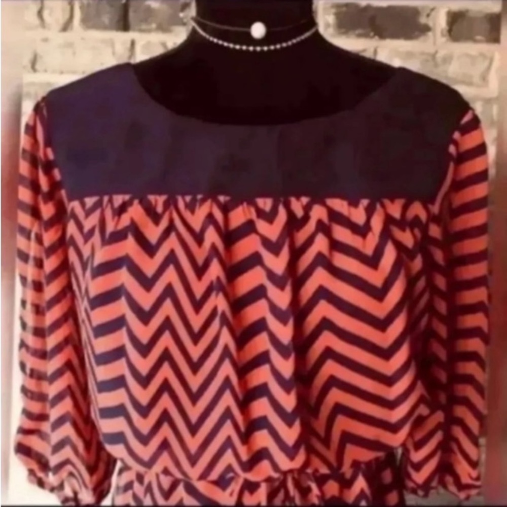 CHEVRON DRESS WITH DRAWSTRING WAIST - Picture 10 of 12